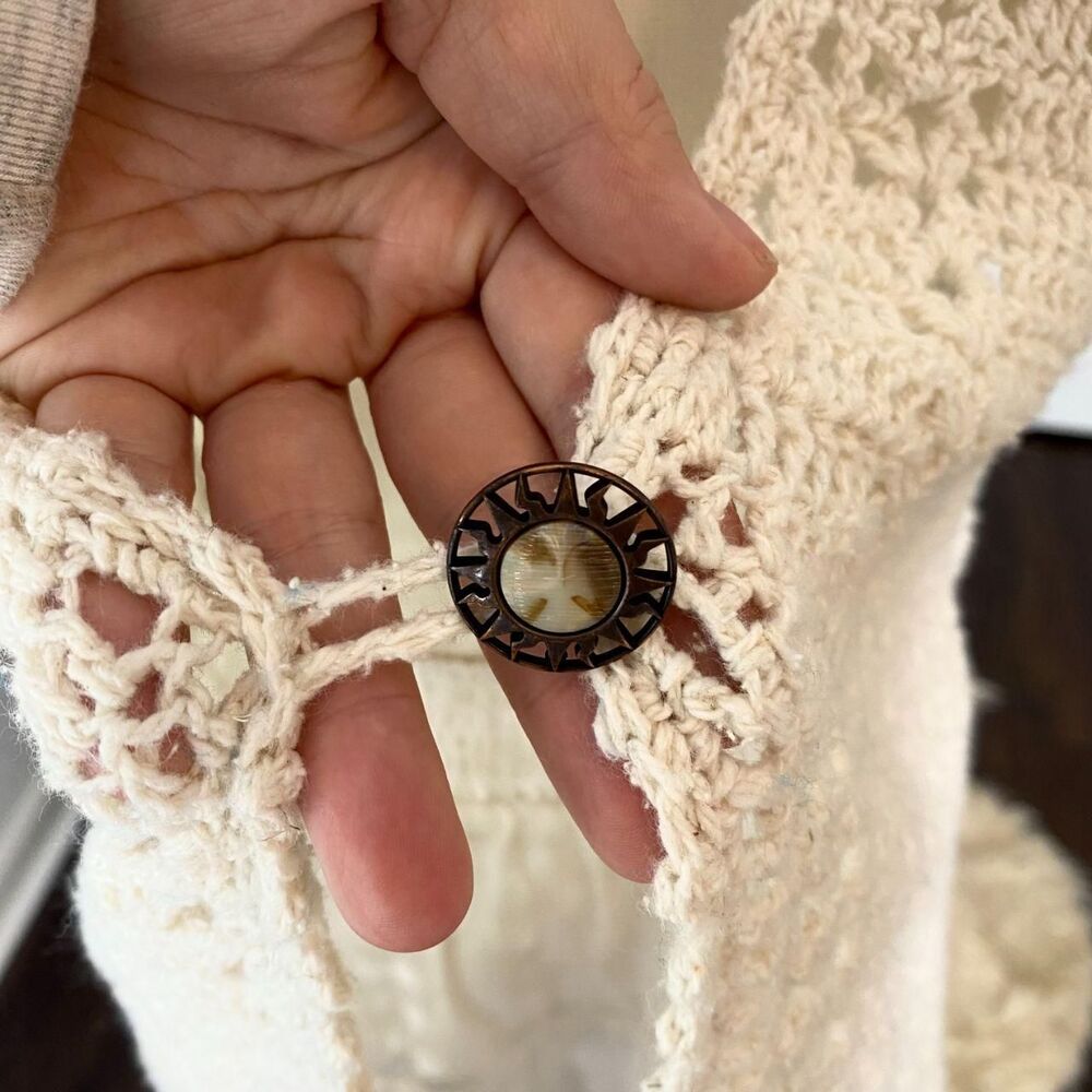 BOHO inspired Cream Crochet Openwork Knit Vest- may be hand made - Picture 6 of 16